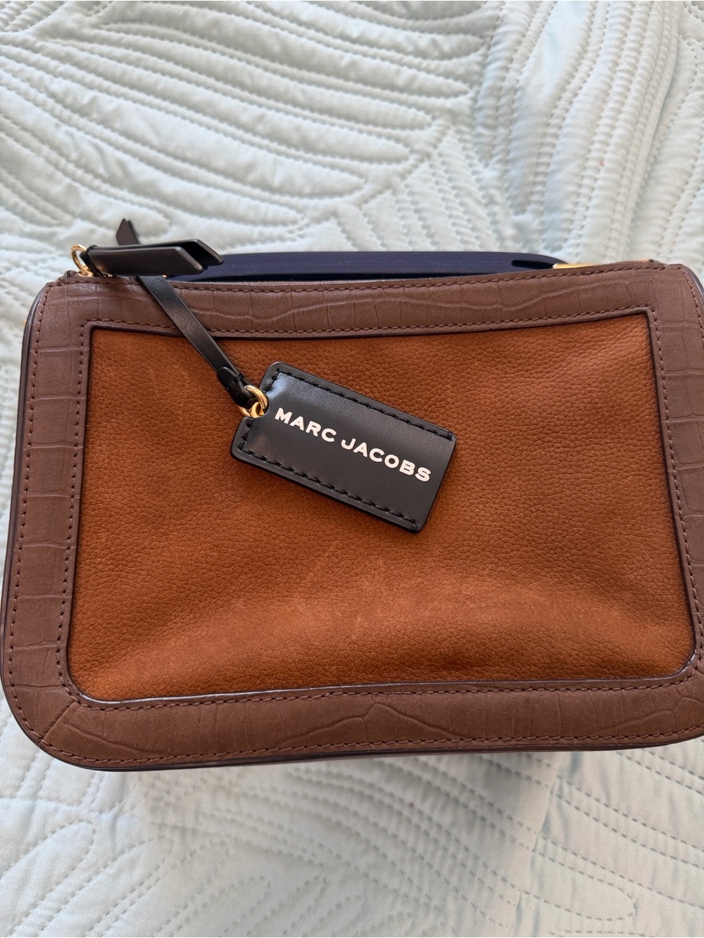 Marc Jabobs Leather and Suede Soft Box 23 in Brown with Crossbody Strap - Picture 3 of 15